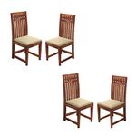 Handwoody Wooden Dining Chairs Only | Wooden Dining Chairs | Dining Room Furniture with Cushions | Dining Chair Set of 4 | Study Chair with Cushion for Dining Honey