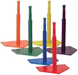 Champion Sports Deluxe Batting Tee Set - Mounted Adjustable Telescopic Batting Tee - Set of 6 Colors