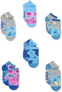 Blue’s Clues & You Boy’s Toddler 6 Pack Quarter Gripper Socks (Small (4-6), Grey)