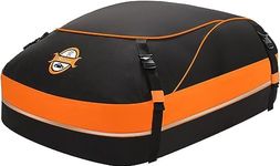 Car Rooftop Cargo Carrier Roof Bag, 15 Cubic Waterproof Soft Shell Roof Top Cargo Carrier Box for All Cars with or Without Luggage Rack - Protective Mat, Safety Hooks, Tie-Down Straps and Storage Bag