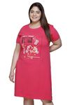 RYSH Women's Front Printed Cotton Plus Size Chemise,Queen Pink,6XL