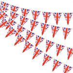 AhfuLife Union Jack Triangular Bunting 30pcs British Flags, Double Sided UK Great Britain British Bunting Flag for Coronation Street Garden Football Party Decorations (14 x 21 cm - 10m, 4 Pack)