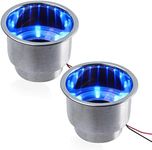 Stainless Steel LED Cup Holder Drink Holder Insert with Drain for Marine Boat (Blue)