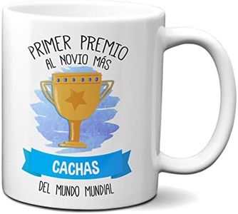 Planetacase Taza Primer Premio Al Novio Mas Cachas del Mundo Mundial - Tazas de Ceramica para Novios Aniversario Cumpleaños para Chico 330Ml.