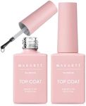 Makartt Gel Top Coat - 2PCS No Wipe Top Coat Gel Nail Polish, Long-Lasting Glossy Finish, Clear Nail Polish, Non-Yellowing, Pink Bottle, Soak Off with UV/LED Lamp, DIY Manicure Gift for Women
