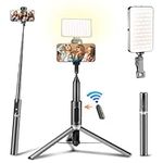 Selfie Stick, PEYOU 57" Portable Selfie Stick Tripod With Detachable Fill Light Extendable Anti-shake Selfie Stick with Bluetooth Remote for iPhone Android Samsung/Camera/GoPro/Laptop