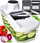 Mandoline Vegetable Slicer - Mandoline Slicer Grater & Shredder - Mandolin Veggie Potato Food Cheese Slicer Veg Julienne Cutter - Kitchen Tools & Gadgets (5-in-1 White)