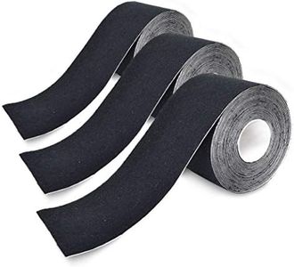 3-Pack Kinesiology Tape Pro Athletic Sports. Knee, Ankle, Muscle, Kinetic Sport Dynamic, Physical Therapy. Strong-Rock Breathable h2o Resist Cotton.Roll,Uncut,2in x 16.4ft.Bulk k Black