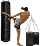 RDX Heavy 5FT Punch Bag for Pro Training, 25KG Pre Filled with 50KG Max Filling Capacity, 3PC Boxing Bag Set with Gloves Hanging Steel Chain, Kickboxing MMA Muay Thai BJJ Karate Home Gym Fitness