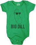 Big Dill Baby Bodysuit Funny Big Deal Funny Cool Pickles Sunglasses Infant Jumper (Green) - Newborn