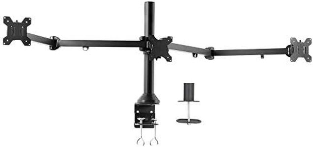 VIVO Triple 23 to 32 inch LED LCD Computer Monitor Desk Mount VESA Stand, Heavy Duty Fully Adjustable Tilt, Swivel, and Rotation, Fits 3 Screens, Black, STAND-V103