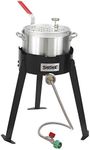 Bayou Classic Propane Outdoor Fryer Package with Steel Frame Cooker Base, Aluminum Fry Pot, Fryer Basket and Stainless Thermometer