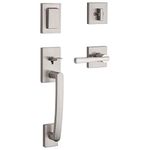 Baldwin 91800-043 Spyglass Single Cylinder Front Featuring SmartKey Security in Satin Nickel, Prestige Series with a Modern Contemporary Slim Door Handleset and Square Lever, Sectional