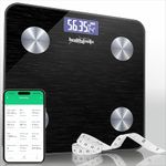 Healthgenie Advanced BMI Weight Machine,Body Fat Analyzer With Smart Circut For Longer Battery, Sync With App, 18 Body Metrics Weighing Scale (Midnight Shadow)1 YR Warranty,Free Assorted MeasuringTape