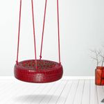 SWINGZY Rubber Tyre Swing For Adults&Kids/Swing For Indoor/Outdoor,Home,Balcony,Garden/Tree Swing With Net Seat/Great For Backyard,Playground,Playroom/Swing For Kids/Swings For Adults(Red),H-5Cm,10 CM