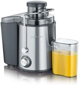 SEVERIN Entsafter, geräuscharme Saftmaschine für vitaminreiche Obst- und Gemüsesäfte, elektrische Saftpresse aus Edelstahl, 500 ml Auffangbehälter, schwarz/Edelstahl ES 3566