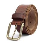 Bacca Bucci® Men's Casual Genuine Leather one Row Stitch Jeans Belt 40 MM Wide 4 MM Thick Alloy Prong Buckle for Casual wear-Bourbon Brown