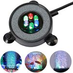 Round Bubble Aquarium Light,Multi-Colored LED Aquarium Fish Tank Air Stone Disk with 6 Color Changing LEDs (2 INCH)