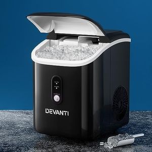 Devanti Ice Maker Machine, 1.1L 15KG Portable Countertop Icemaker Cube Makers Commercial Home Office Kitchen Appliances, Electric Fast Freeze Self Cleaning with Scoop and Removable Basket Black