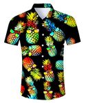 Cozople Hawaiian Shirts for Men Short Sleeve Pineapple Glasses Shirts Novelty Button Down Shirts for Home