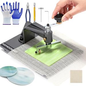 Mxmoonant Glass Circle Cutter 0.39-3.93'' Lens Circle Cutting Tool w/Non-slip Rubber Pad & Glass Plier for Stained Glass, Mosaic,DIY Projects