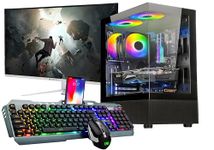 CHIST Gaming Desktop, 9th Gen Core i5-9400 6 Core 6Threats, 32GB RAM, 1TB NVMe SSD, NVIDIA GeForce RX 580 8GB GDDR5, 24 IPS Brazel Monitor Keyboard Mouse,Wi-Fi, Windows 10 Pro