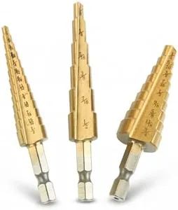 3 PCS Step Drill Bit Set, Step Drill Bits for Metal, HSS Titanium Step Drill Bit Set,Stepped Drill Bit with 1/4" Hex Shank for Stainless Steel Aluminum Wood Plastic