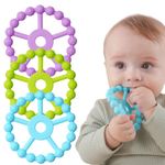 3 Pack Ring Teether, Silicone Teething Ring Toys for Babies 0-6 Months, Seposeve Baby Teethers 6-12 Months 12-24 Months, Easy to Grasp Toy for Baby Teething Relief, Light Purple Green Blue