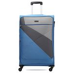 Carriall Vista Polyester Luggage Bag for Travel | Suitcase for Travel & Business | 4 Spinner Wheels, Anti Theft & Front Pockets | Travel Suitcase for Men & Women (Blue, Large)