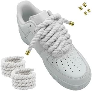 Hugwish 1 Paires Lacets corde pour air force 1, rope laces 8mm et 140cm avec coton premium, gros lacets pour sneakers baskets (1, Blanc)