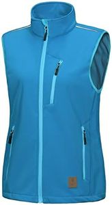 Little Donkey Andy Women's Lightweight Fleece lined Softshell Vest Windproof Sleeveless Jacket for Hiking Travel Golf Swedish Blue S