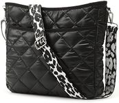 Quilted Crossbody Bags for Women, Unique Pattern Strap Quilted Bag, Crossbody Purses for Women, Quilted Puffer Bag for Women, Black, Large