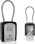 Iron Lock ® - Key Lock Box Portable with Removable Cable Shackle Indoor Outdoor Waterproof 4 Digit Combination with Resettable Code with A B Switch Key Lockbox for Outside Hold Spare Keys for Realtors