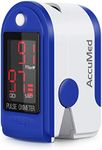 AccuMed CMS-50DL Fingertip Pulse Oximeter Blood Oxygen SpO2 Sports and Aviation Fingertip Monitor w/Carrying case, Lanyard Silicon Case & Battery (Blue)