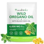 Wild Oil of Oregano Softgels 2 In1 6,000 Mg Oregano Oil with Black Seed 120 Softgels Easy to Swallow for Enhancing Immune System & Bone Health