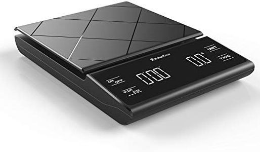 KitchenTour Coffee Scale with Timer - Digital Multifunction Weighing Scale with 3kg/0.1g High Precision - Pour Over Drip - Espresso Scale with Bright LCD Display (Batteries Included)-Black