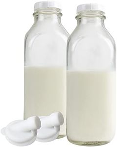 The Dairy Shoppe 1 Qt Glass Milk Bottle Vintage Style with Cap (2 Pack)