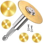 LitKiwi 1/4-Inch Hex Shank with 4PCS Rotary Drill Saw Blades(Titanium Coating),HSS Saw Disc Wheel Cutting Blades for Drills Rotary Tools