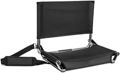 Cascade Mountain Tech Portable Folding Stadium Seat with Comfortable Backrest for Bleacher or Benches, Regular - Black