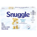 Snuggle Hypoallergenic Free & Soft Dryer Sheets (120 count), Softener for Laundry to Control Static and Reduce Wrinkles, Long Lasting Fabric Softener without perfurmes and clear of dyes