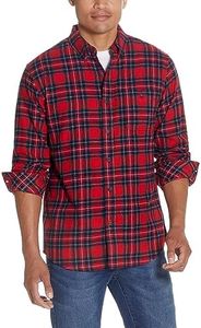 Weatherproof Vintage Men’s Flannel Shirt, Regular Fit Cotton Plaid, Classic Collared Neck Long Sleeve Flannel Shirt for Men, Red/Navy X-Large