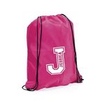 eBuyGB Personalised Monogrammed Drawstring Bag, Initial & Name Kids Backpack, Gym Rucksack, School Sport Bag, Children's PE Kit (Fuschia)