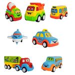 Sky Tech® Fun Auto Unbreakable Car Set Pull Back Transport Vehicles Push and Go Crawling Toy for Kids & Children, Power Friction Cars Pull Back for 2+ Years Boys Girls Plastic (Pack of 7) – Multicolor