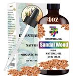 Sandalwood Essential Oil (4oz/120ml) - Pure And Natural Sandalwood Oil great for diffusers, humidifiers, home bath, cleaning, yoga, DIY soaps and DIY scented candles