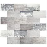 DEWOO Peel and Stick on Tiles Self Adhesive Wall Tiles for Kitchen Bathroom Subway Wood effect10-Sheet (13.5" x 11.4")