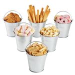 NUOLUX Mini Tinplate Metal Bucket Icing French Fries Tin Pails - 6 Pieces