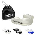 Battle Ready Mouthguard with Case, Adult and Kids, Gum Shield for Rugby, Hockey, MMA, Boxing, Lacrosse, Martial Arts, Football, Clear, Junior Mouth Guard