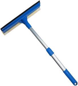 Professional Window Squeegee,2 in 1 Squeegee Window Cleaner with Long Stainless Steel Handle,Sponge Car Window Squeegee for Gas Station, Glass,Shower,Outdoor High Window Cleaning (Expansion payment)