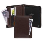 Samsill Professional Padfolio with Secure Zippered Closure, 10.1 Inch Tablet Sleeve, and 8.5 by 11 Inch Notepad, Brown, Full Size (70822)