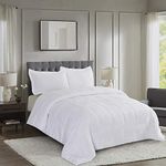 HIG 3pc Down Alternative Comforter Set - All Season Reversible Comforter with Two Sham - Quilted Duvet Insert with Corner Tabs - Box Stitched - Hypoallergenic, Soft, Fluffy (Twin/Twin XL, Pure White)